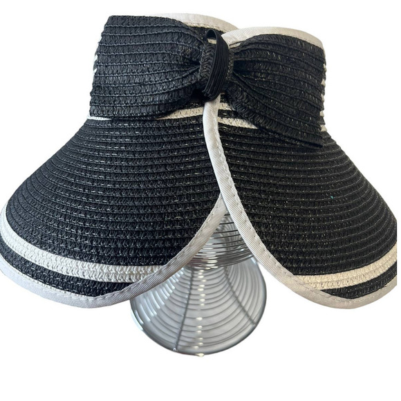 Vintage Y2K Magid Packable Women's Roll Up Wide Brim Sun Visor Two Tone Hat - Picture 2 of 7